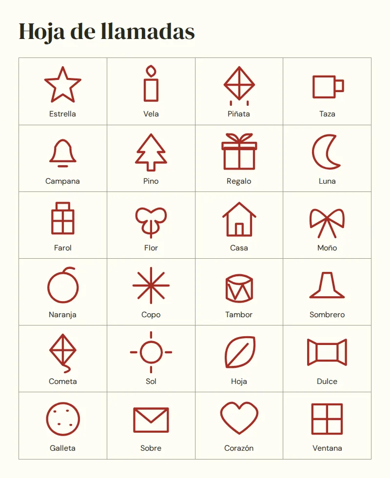 Actual cut-out caller sheet